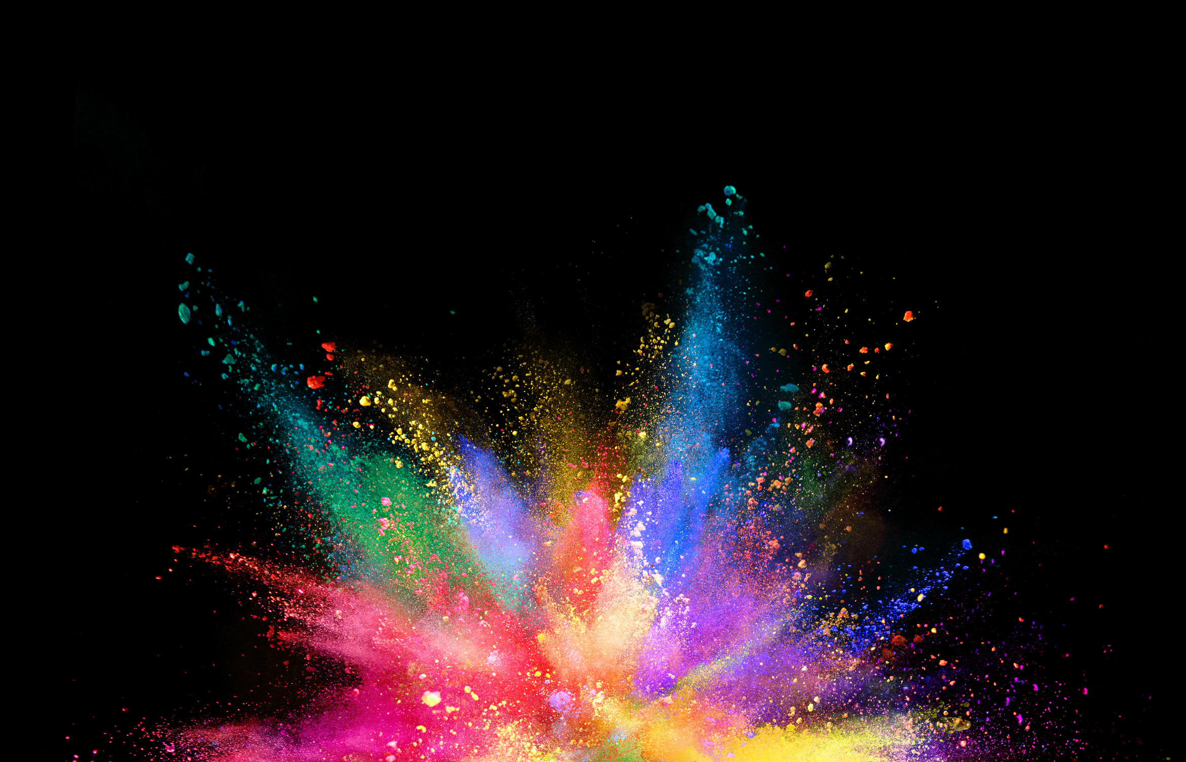 Coloured Powder Explosion Isolated on Black Background